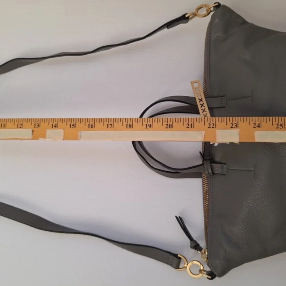 Kate Spade Gray Leather Crossbody Bag Slouchy Zip Pebbled Freeform Satchel NEW